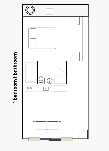 Floor plan for 1 bed, 1 bath, 550 sqft